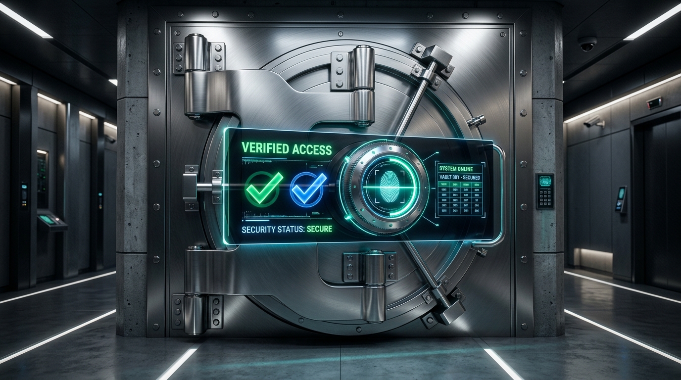 High-Tech Secure Banking Vault and Biometric Defense Protocol